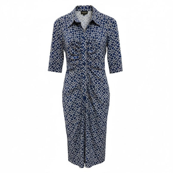 Laundry by Shelli Segal Patterned Long Sleeve Dress Knee Length Size 4 - Picture 3 of 16